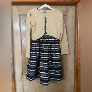 Girls Gymboree Black and Gold Dress with Matching Sweater size 7